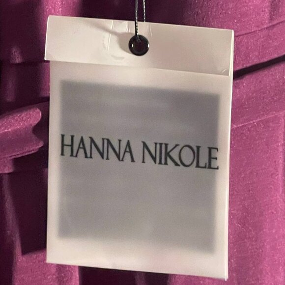 Hanna Nikole wine faux-wrap elastic waist dress 20W - Picture 5 of 11